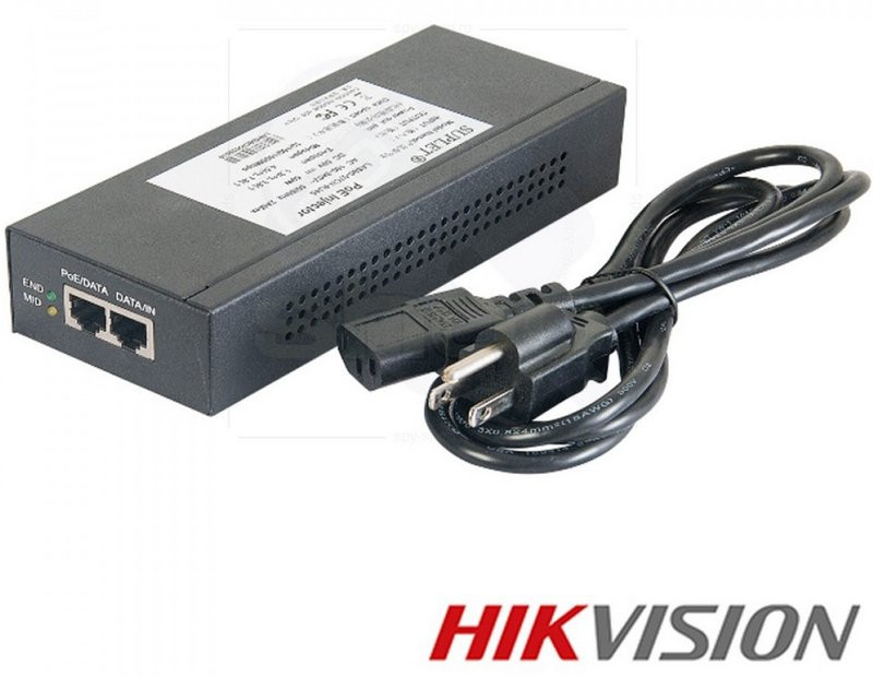 Hikvision Injecteur PoE Midspan - Power over Ethernet, High PoE, max. 60  Watt - Avec A-DIRECT ®