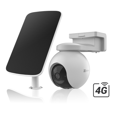EB8 4G Kit - Caméra dôme 4G GSM en kit panneau solaire + accu.